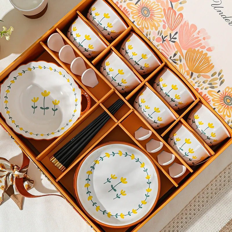 Service de vaisselle en céramique chrysanthème tableware view 3