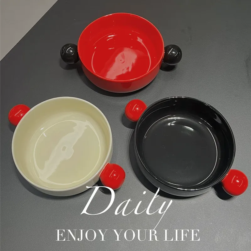 Ceramic Salad Bowl with Handle