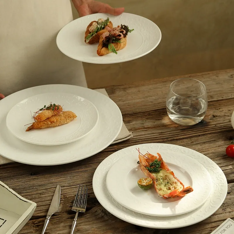 French Relief Ceramic Breakfast Plate