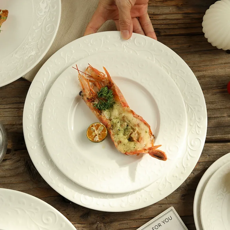 French Relief Ceramic Breakfast Plate tableware view 2