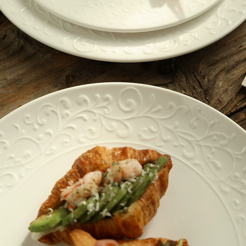 French Relief Ceramic Breakfast Plate tableware view 4