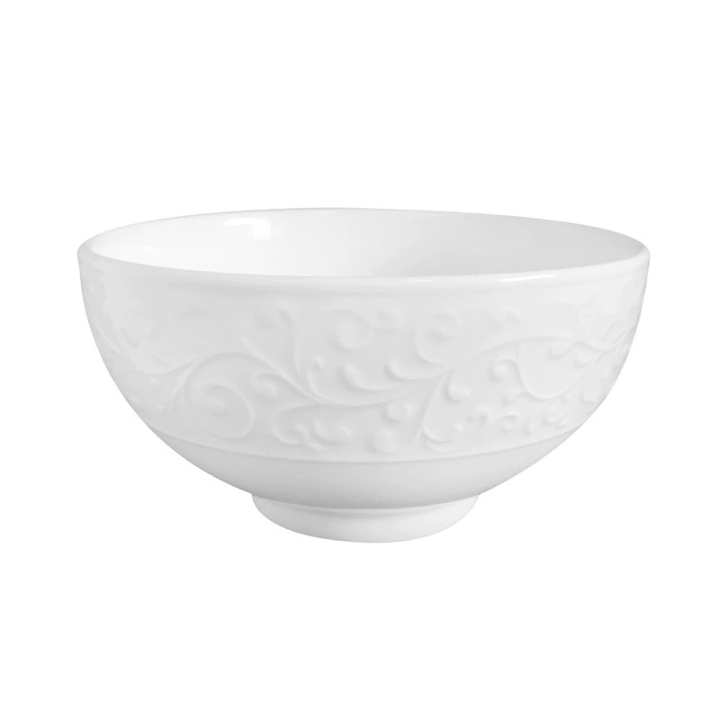 Relief White Ceramic Soup Bowl tableware view 5