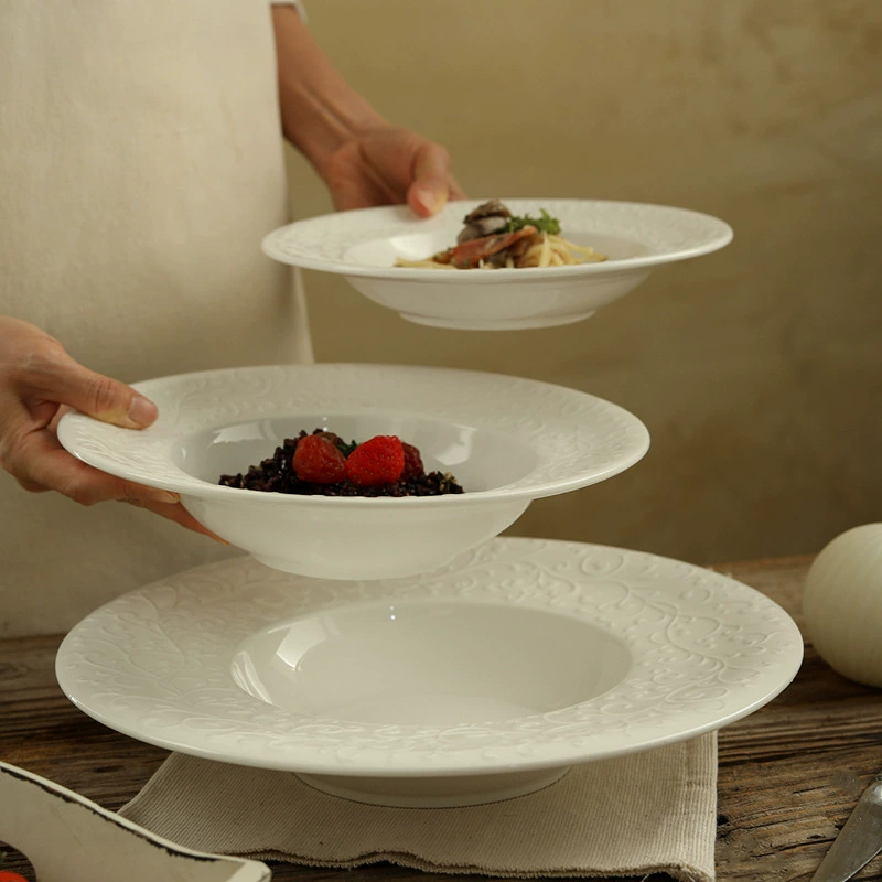 Relief Ceramic Pasta Bowl tableware view 2