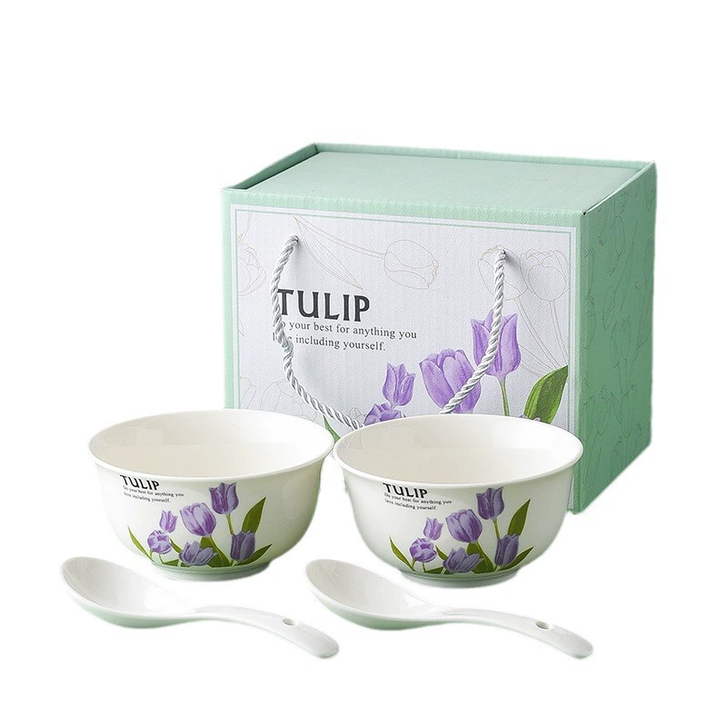 Service de vaisselle tulipe en céramique avec bols et assiettes tableware view 5