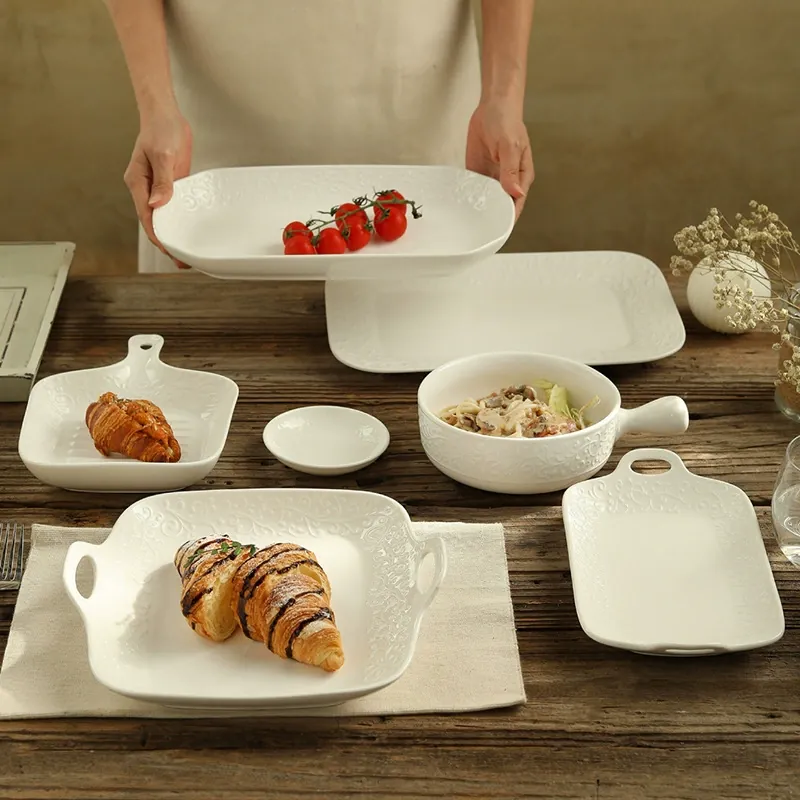 European Relief Ceramic Dinnerware Set