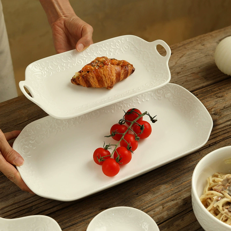 Европейский керамический набор посуды с рельефом tableware view 3