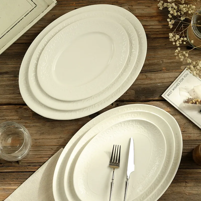 Plat à poisson ovale en céramique tableware view 3