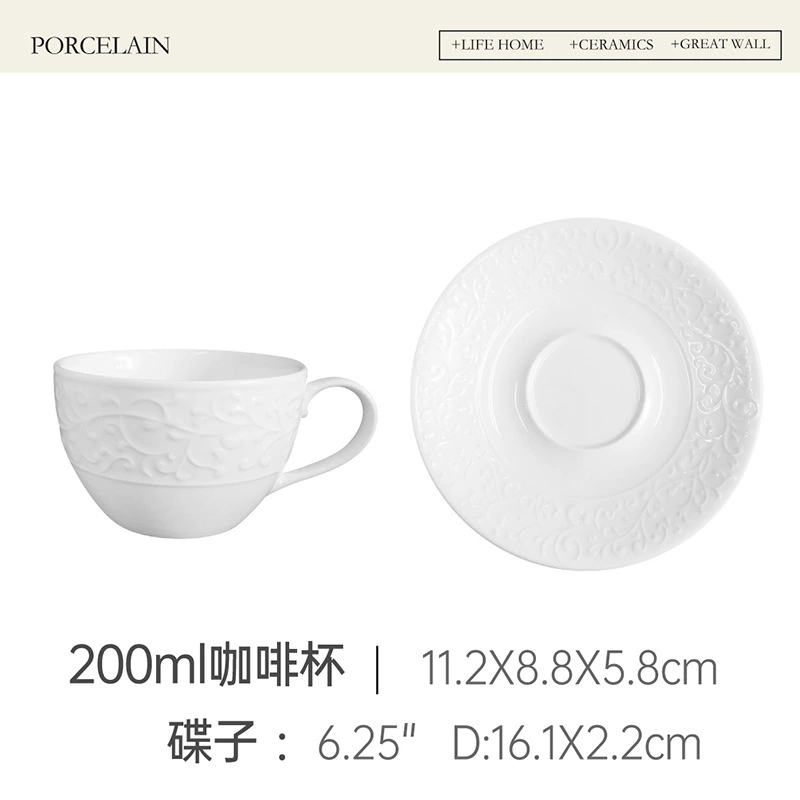 Relief Coffee Cup and Saucer Set with Milk Jug tableware view 7