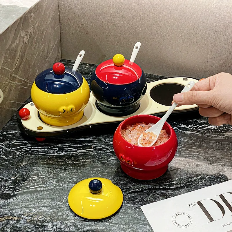 Ceramic Spice Jar Set with Spoons