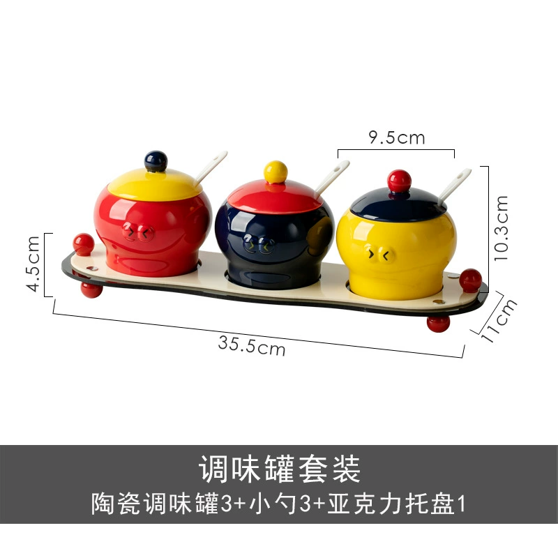 Ensemble de pots à épices en céramique avec cuillères tableware view 6