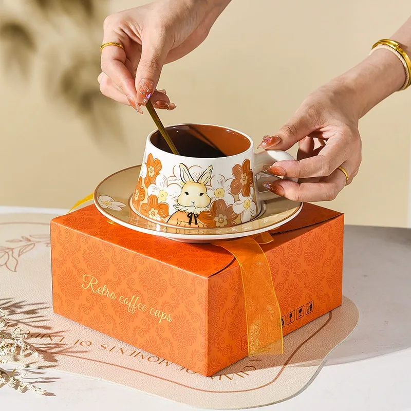 Vintage Ceramic Coffee Cup and Saucer Set