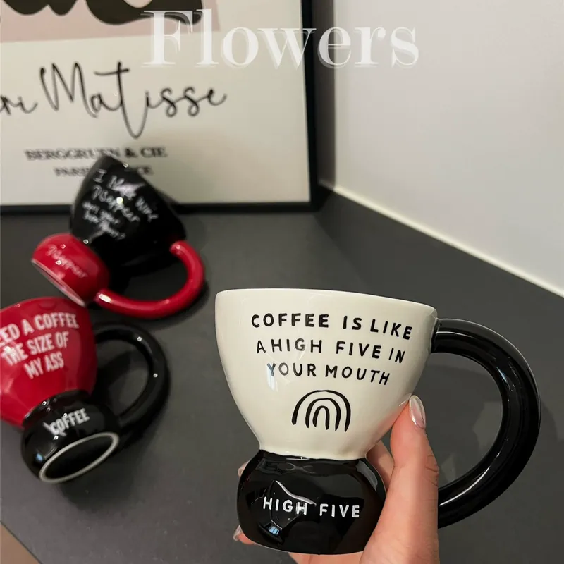 Ceramic High-Foot Mug with Retro Design