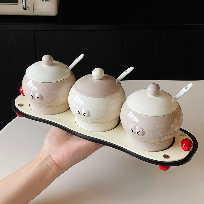 크림 디자인 세라믹 향신료 병 세트 tableware view 4