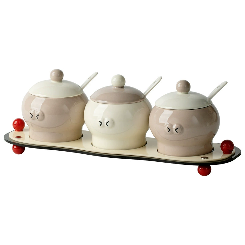 크림 디자인 세라믹 향신료 병 세트 tableware view 5
