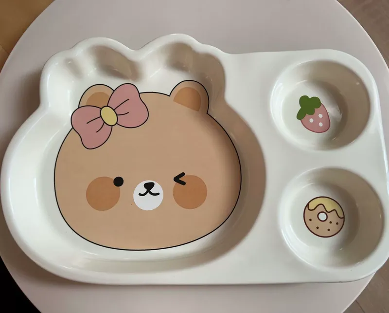 Kids Ceramic Divided Plate with Handle tableware view 4