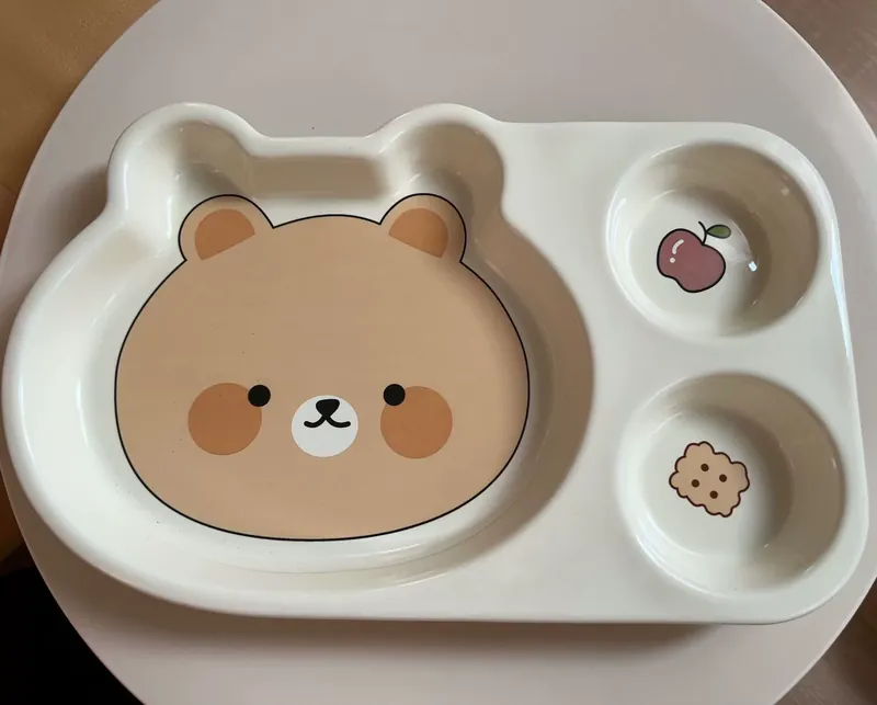 Kids Ceramic Divided Plate with Handle tableware view 5