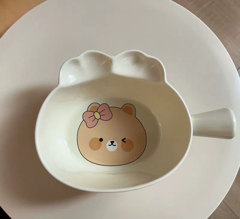 Kids Ceramic Divided Plate with Handle tableware view 8