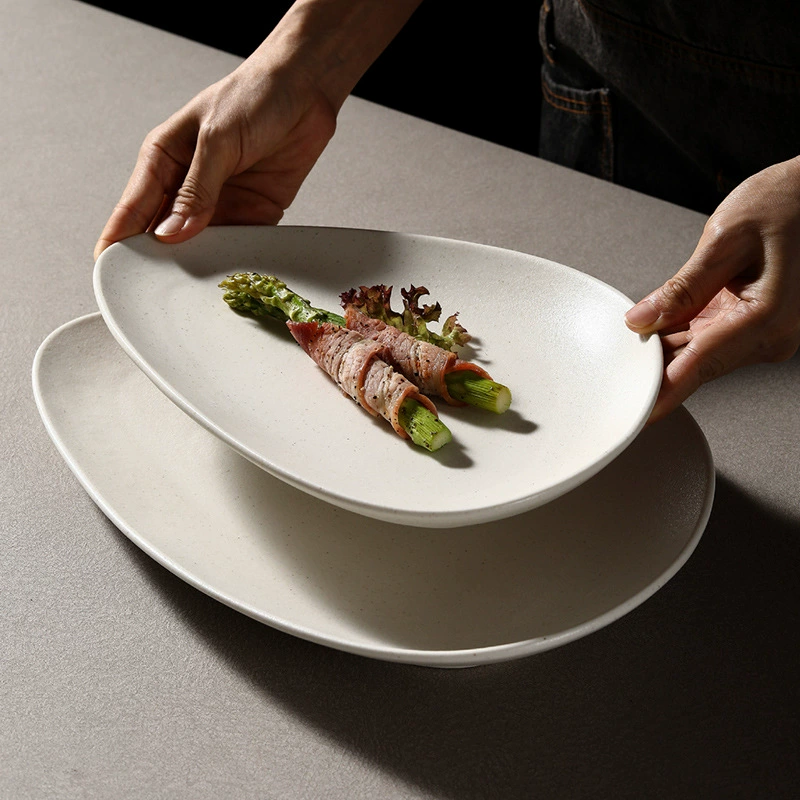 Plato de bistec de cerámica irregular nórdico tableware view 3