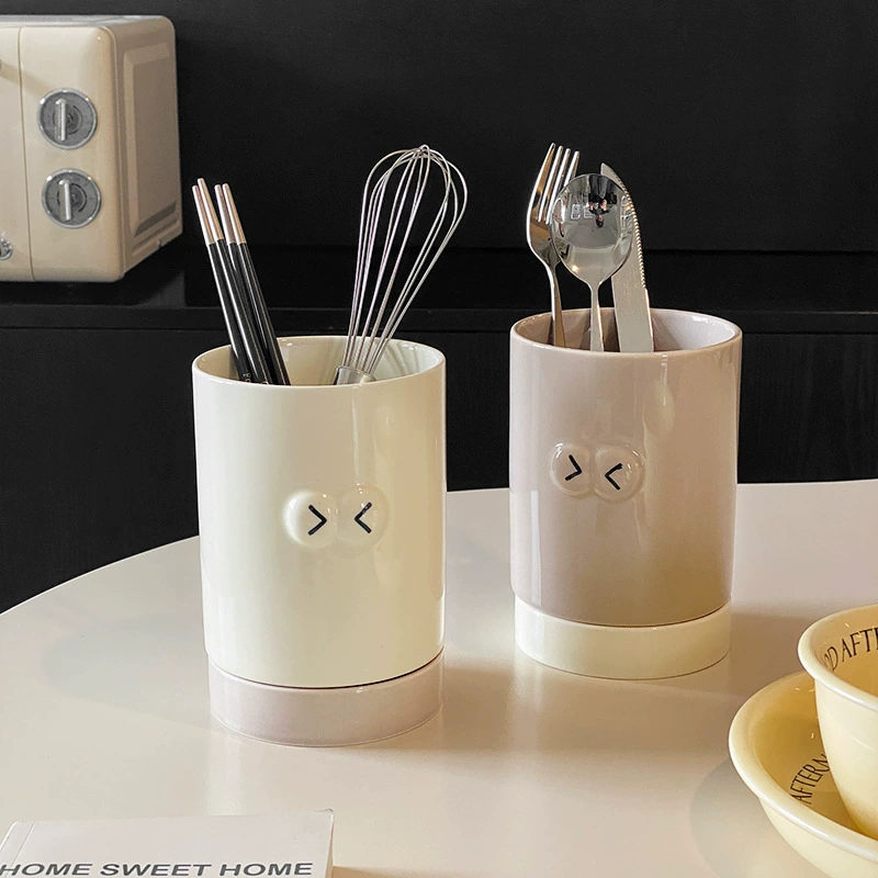 Ceramic Utensil Holder with Abstract Design tableware view 2