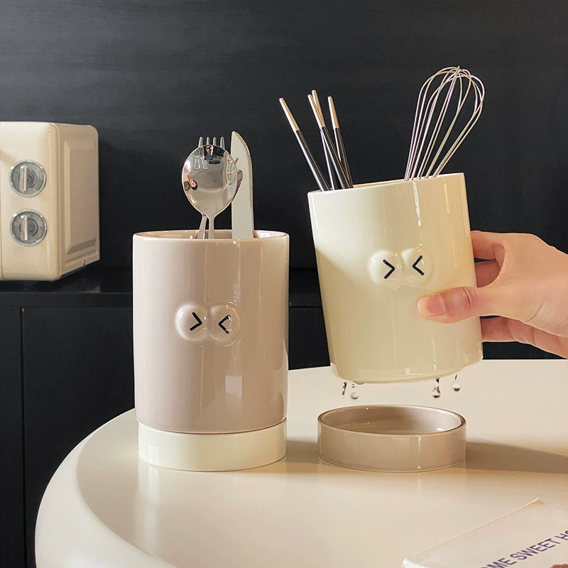 Ceramic Utensil Holder with Abstract Design tableware view 4
