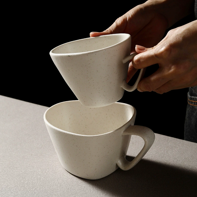 불규칙 도자기 커피잔 & 소서 세트 tableware view 4