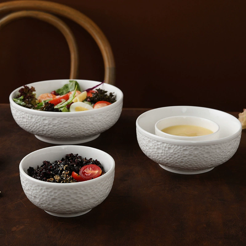 Pearl Relief Ceramic Rice Bowl tableware view 2