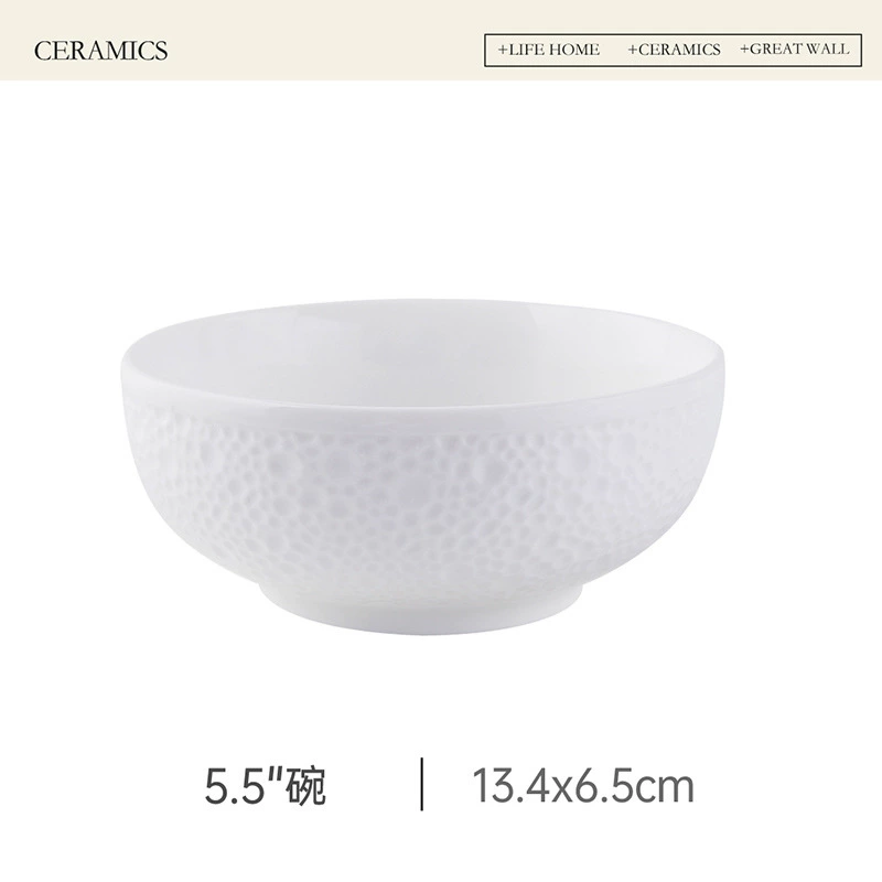 Pearl Relief Ceramic Rice Bowl tableware view 8