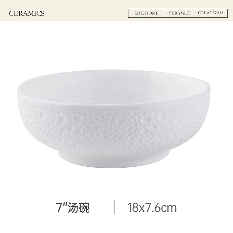 Pearl Relief Ceramic Rice Bowl tableware view 10