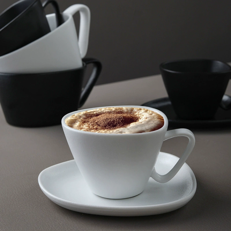 Irregular Ceramic Coffee Cup and Saucer Set