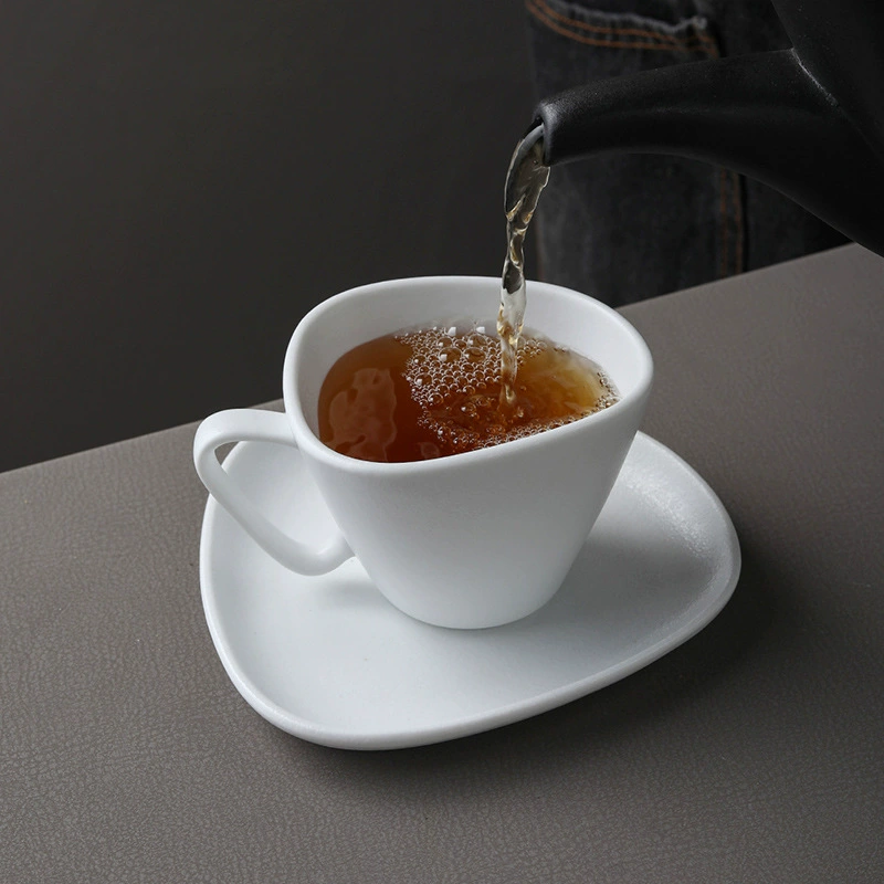 Irregular Ceramic Coffee Cup and Saucer Set tableware view 4