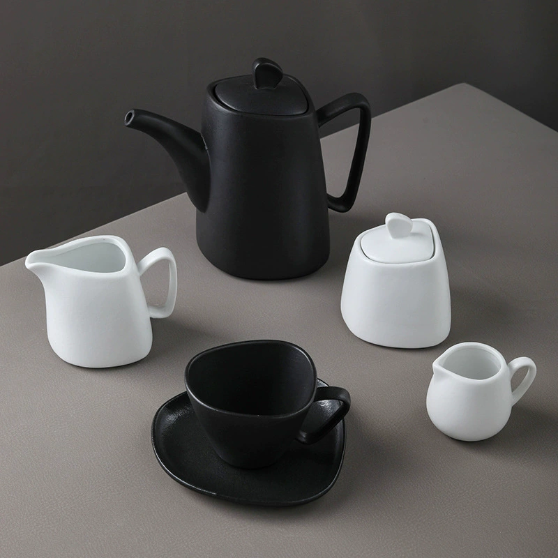 Irregular Ceramic Coffee Cup and Saucer Set tableware view 2