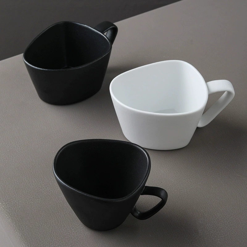 Irregular Ceramic Coffee Cup and Saucer Set tableware view 3