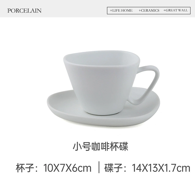 Irregular Ceramic Coffee Cup and Saucer Set tableware view 8