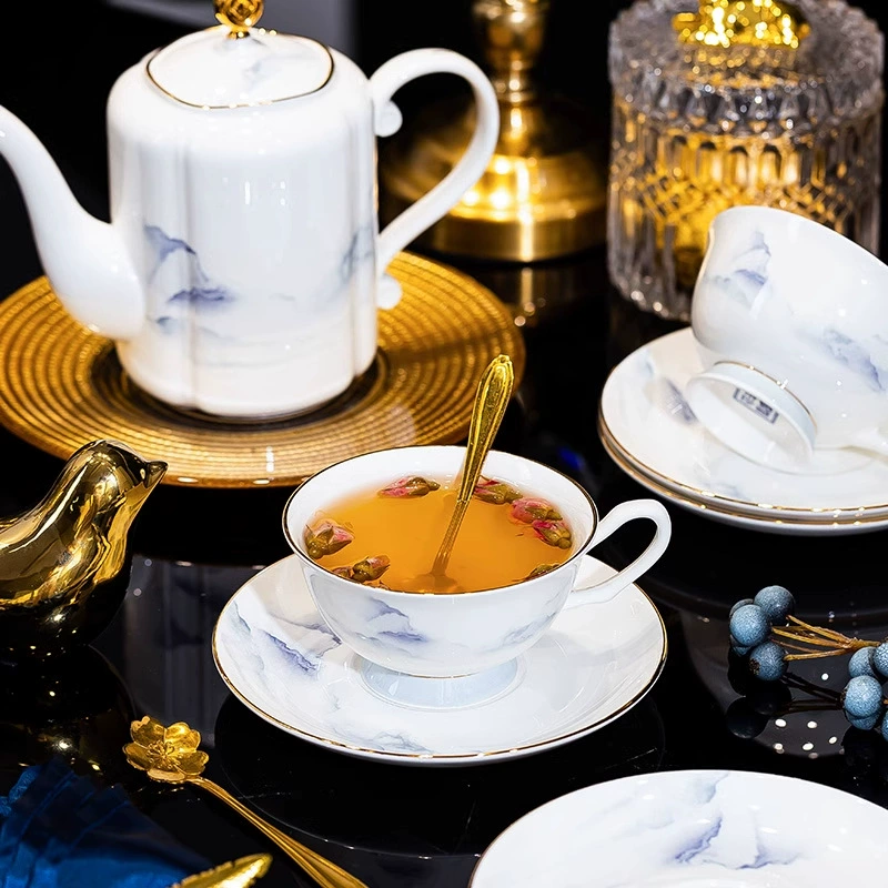 Service de tasses à café en porcelaine osseuse tableware view 2