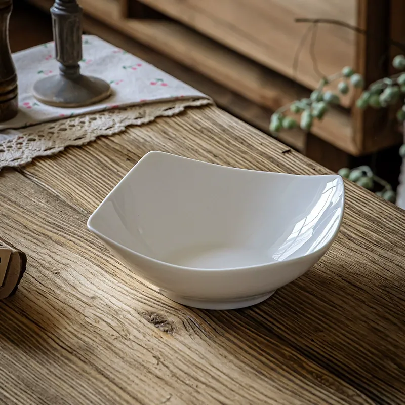 White Square Ceramic Plate tableware view 4