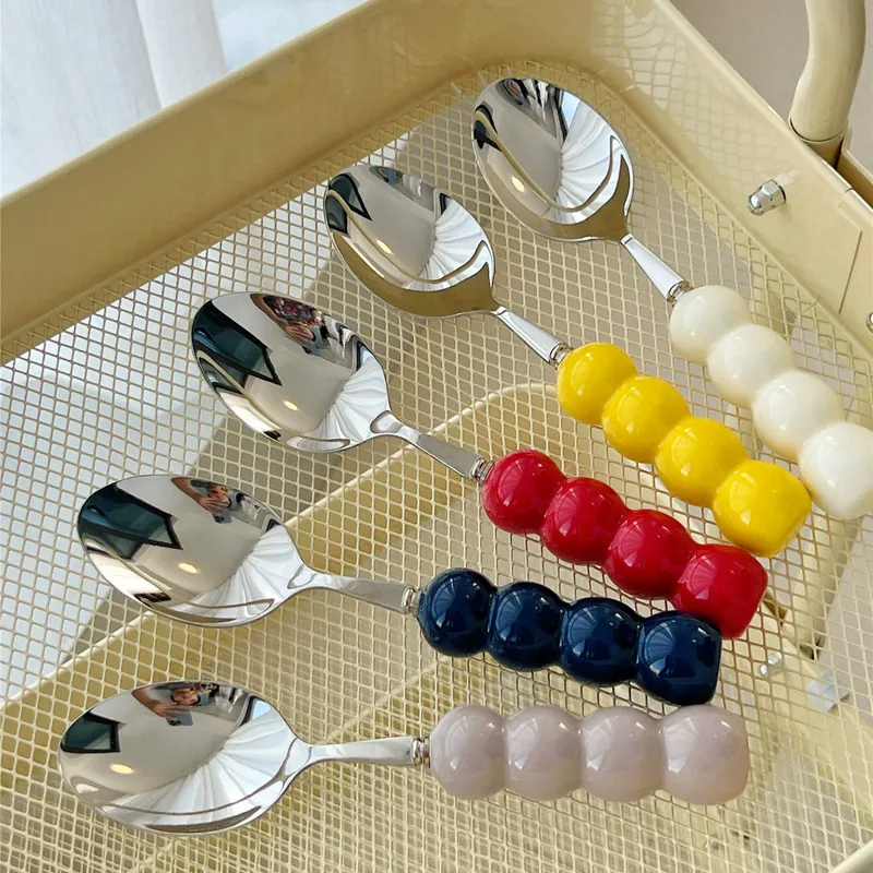 Stainless Steel Fork and Spoon Set with Ceramic Handle tableware view 5