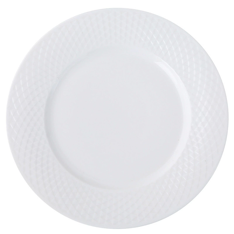 Grid Pattern Ceramic Steak Plate tableware view 5
