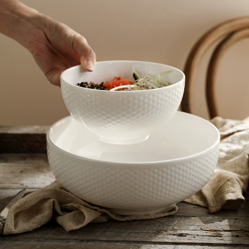 Bol à riz en céramique motif grille tableware view 2
