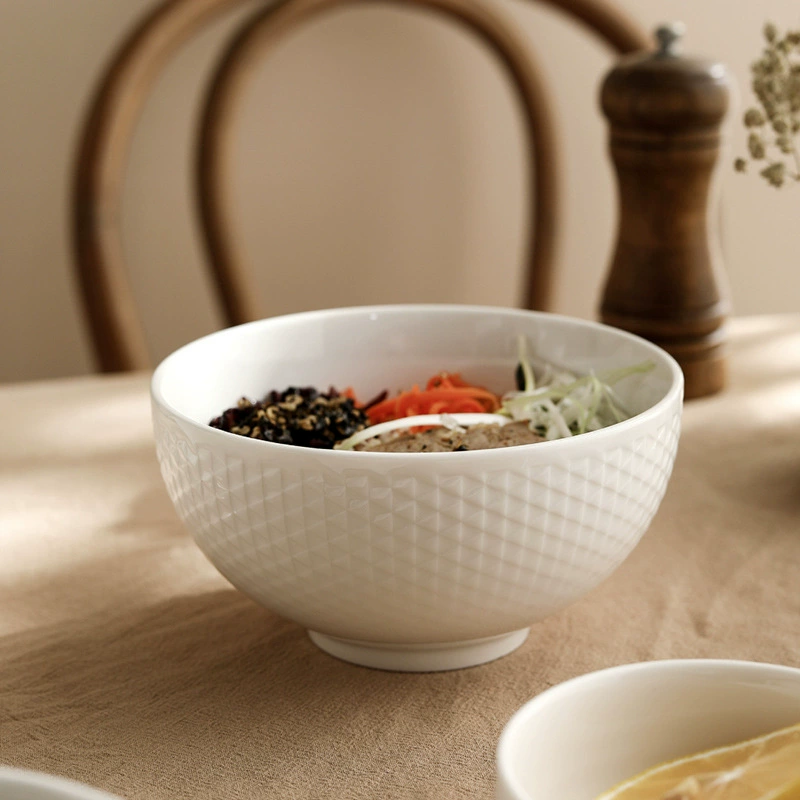 Bol à riz en céramique motif grille tableware view 4
