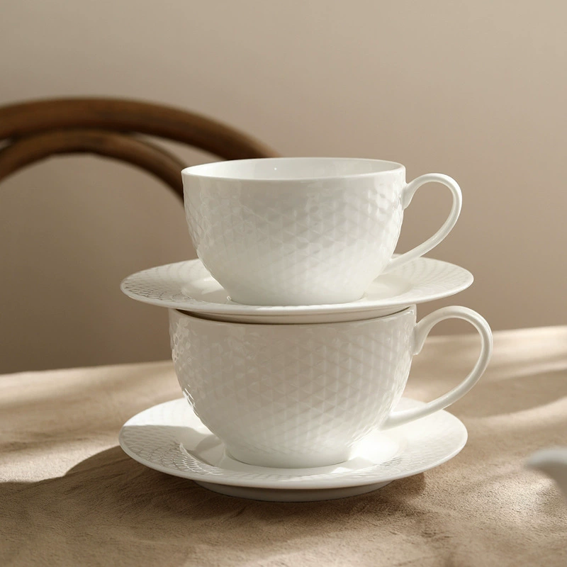Grid Pattern Coffee Cup and Saucer Set with Teapot tableware view 3