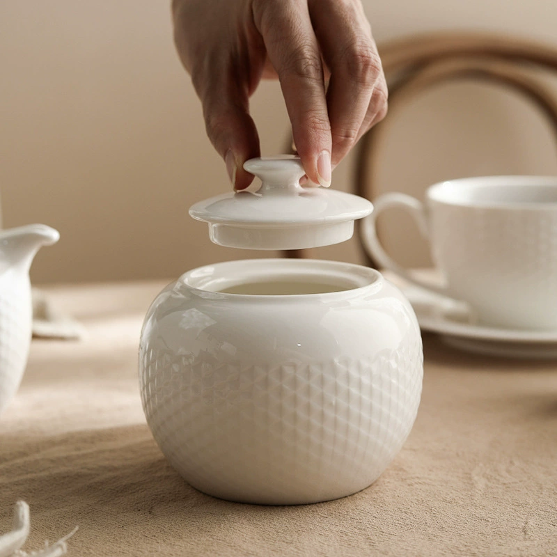Grid Pattern Coffee Cup and Saucer Set with Teapot tableware view 4