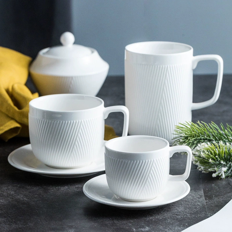 白レリーフセラミック食器セット tableware view 3