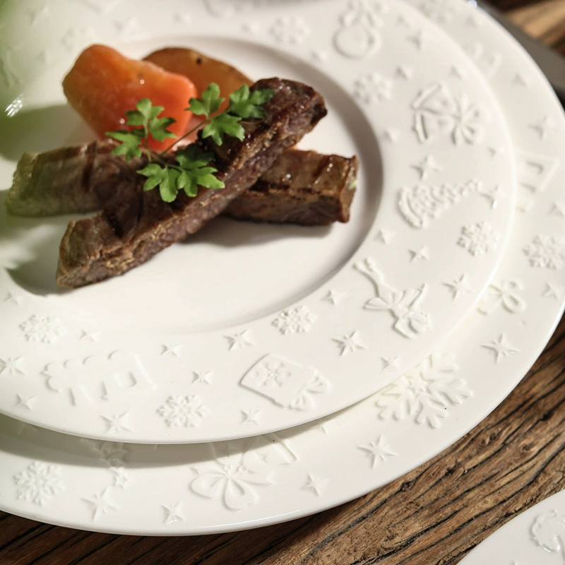 Керамическая тарелка с рождественским рельефом tableware view 4