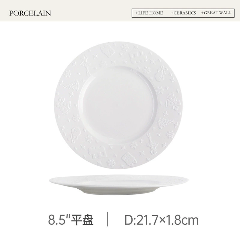 Керамическая тарелка с рождественским рельефом tableware view 6