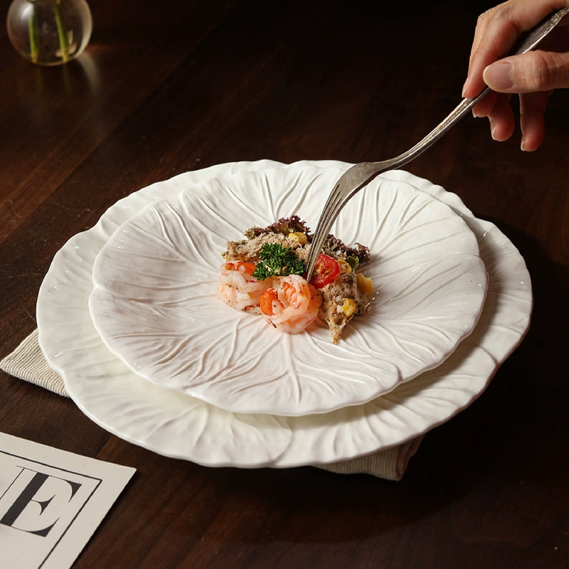 Flower Relief Ceramic Dinner Plate
