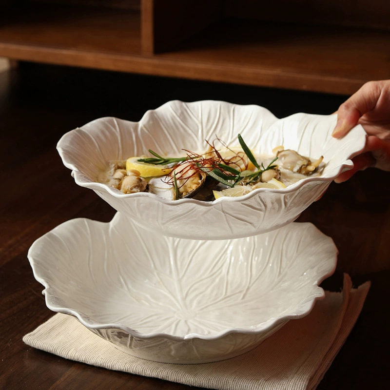 Flower Relief Ceramic Soup Plate