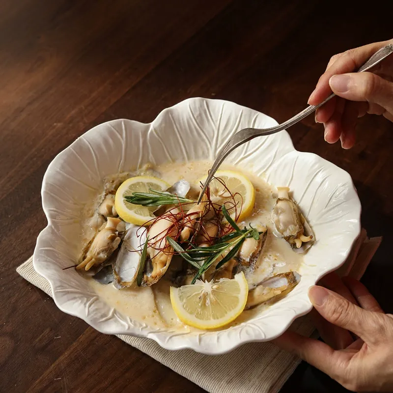 Flower Relief Ceramic Soup Plate tableware view 2