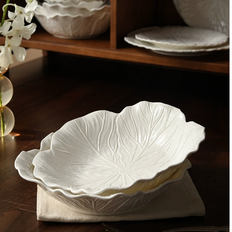 Flower Relief Ceramic Soup Plate tableware view 4