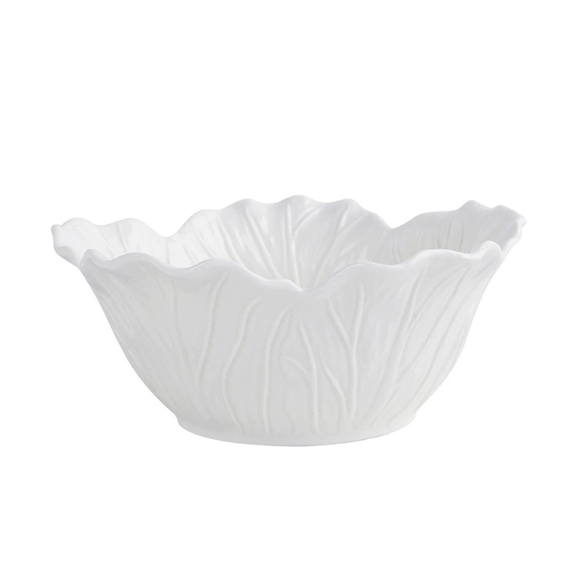 Flower Relief Ceramic Salad Bowl tableware view 5