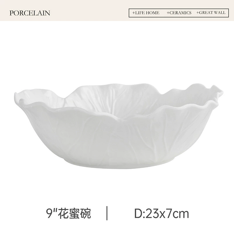 Flower Relief Ceramic Salad Bowl tableware view 8